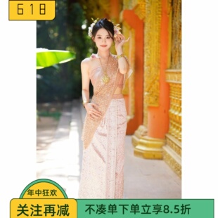 西双版纳傣族服装女民族风云南套装修身优雅小娘惹旅拍走秀迎宾服