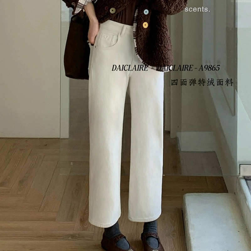 代嘉儿特绒弹力九分阔腿奶奶裤