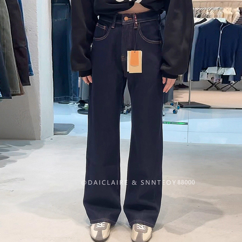 代嘉儿复合绒直筒高腰弹力阔腿裤