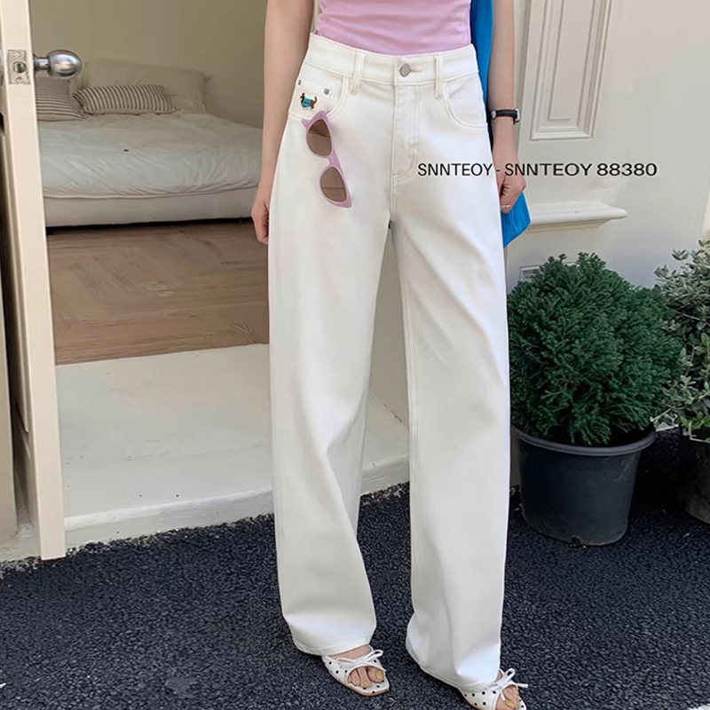 代嘉儿高腰阔腿弹力窄版拖地裤女
