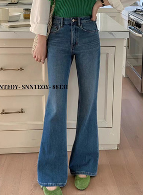 代嘉儿daiclaire森调88131春季高腰显瘦牛仔裤拖地四面弹喇叭裤女