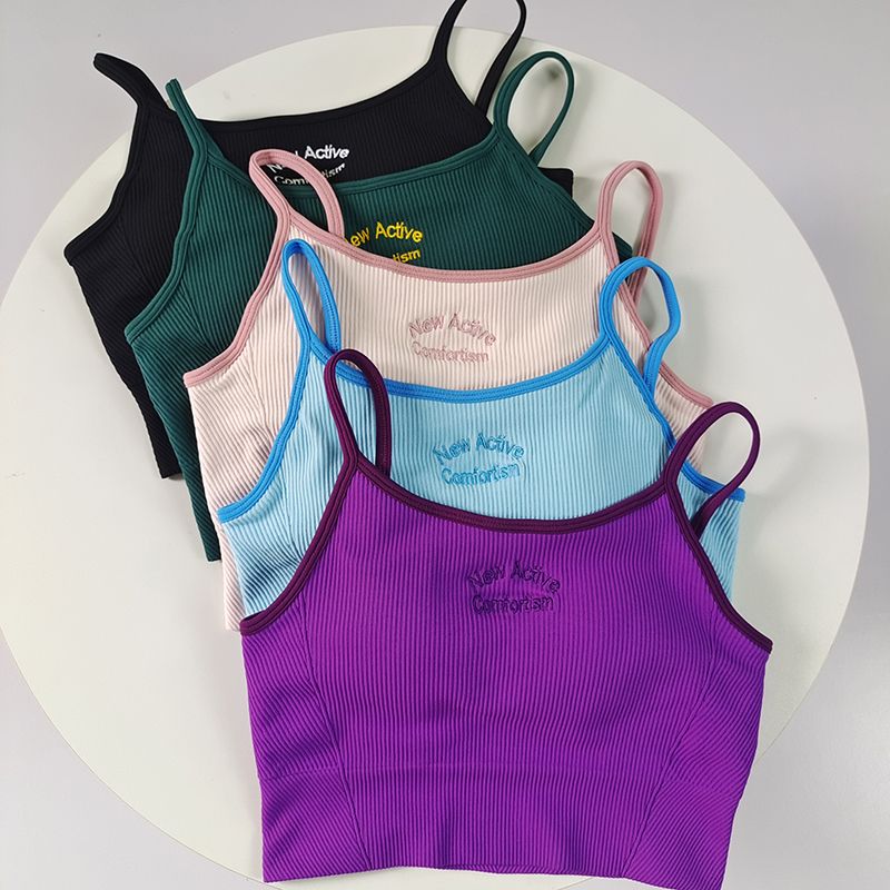 撞色健身训练运动背心固定杯