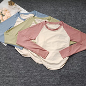 T恤女撞色紧身显瘦瑜伽服速干透气健身服上衣 运动长袖 秋款 新品