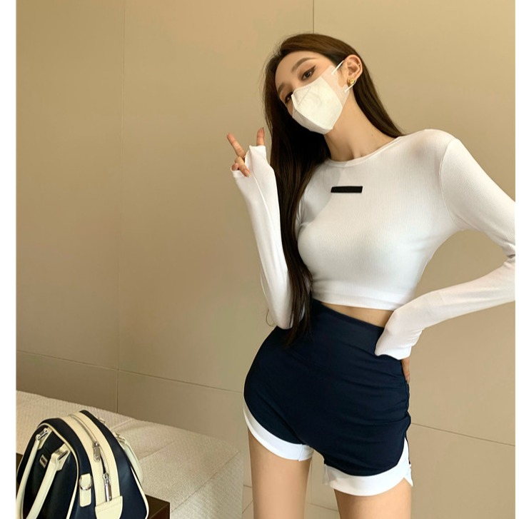 高腰提臀裤运动短裤三分裤裸感