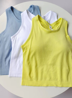 ebb运动背心带胸垫短款外穿紧身纯色瑜伽短款跑步透气健身上衣女