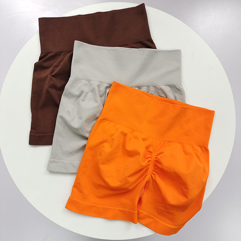 无缝外贸夏季女士弹力健身短裤速干高腰提臀瑜伽裤跑步运动三分裤