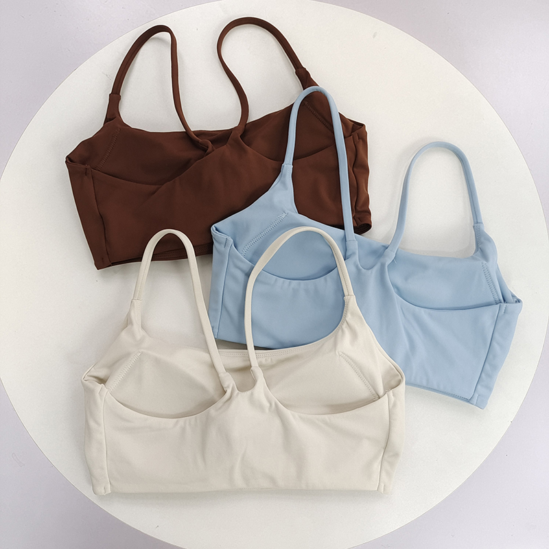 美背心运动内衣女细肩带防震一体式跑步健身文胸专业瑜伽训练上衣