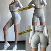 高腰瑜伽短裤 女显瘦运动提臀训练三分裤 欧美后V腰健身裤 蜜桃短裤