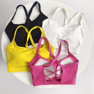 性感交叉美背一体杯运动内衣普拉提防震聚拢瑜伽背心训练健身文胸