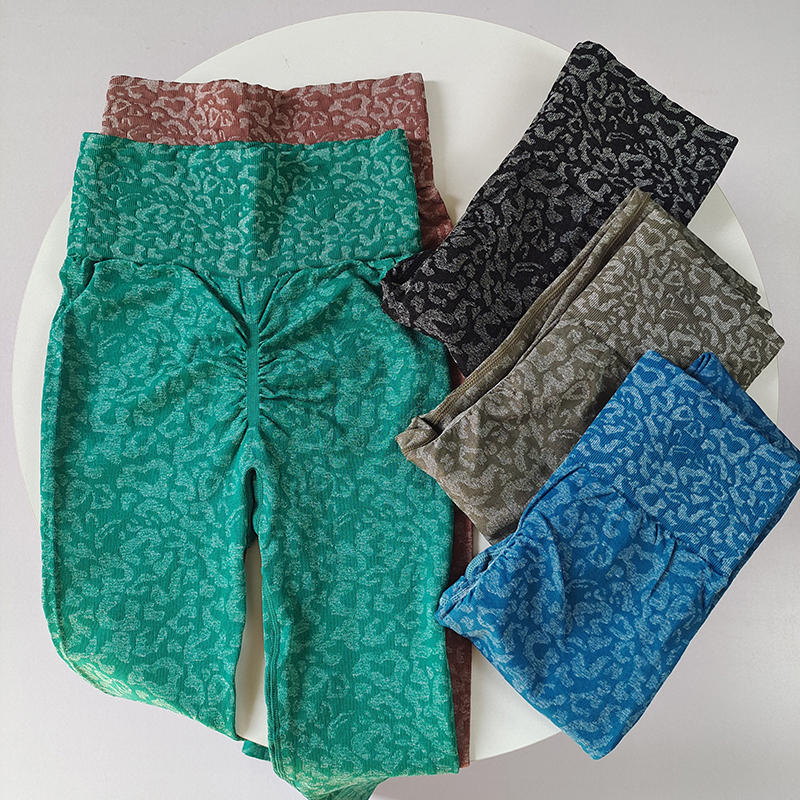 豹纹健身裤无缝提臀紧身高腰长裤