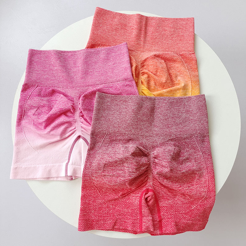 紧身高腰速干渐变提臀裤短裤无缝