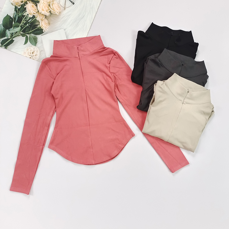 长袖紧身显瘦立领半拉链瑜伽服