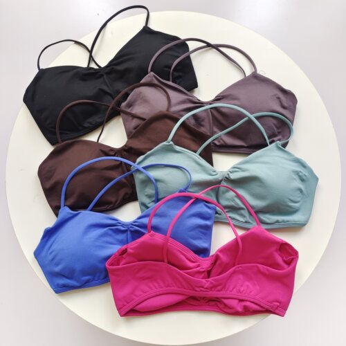 欧美DF同款美背运动内衣带胸垫交叉腰显瘦提臀瑜伽裤运动健身套装