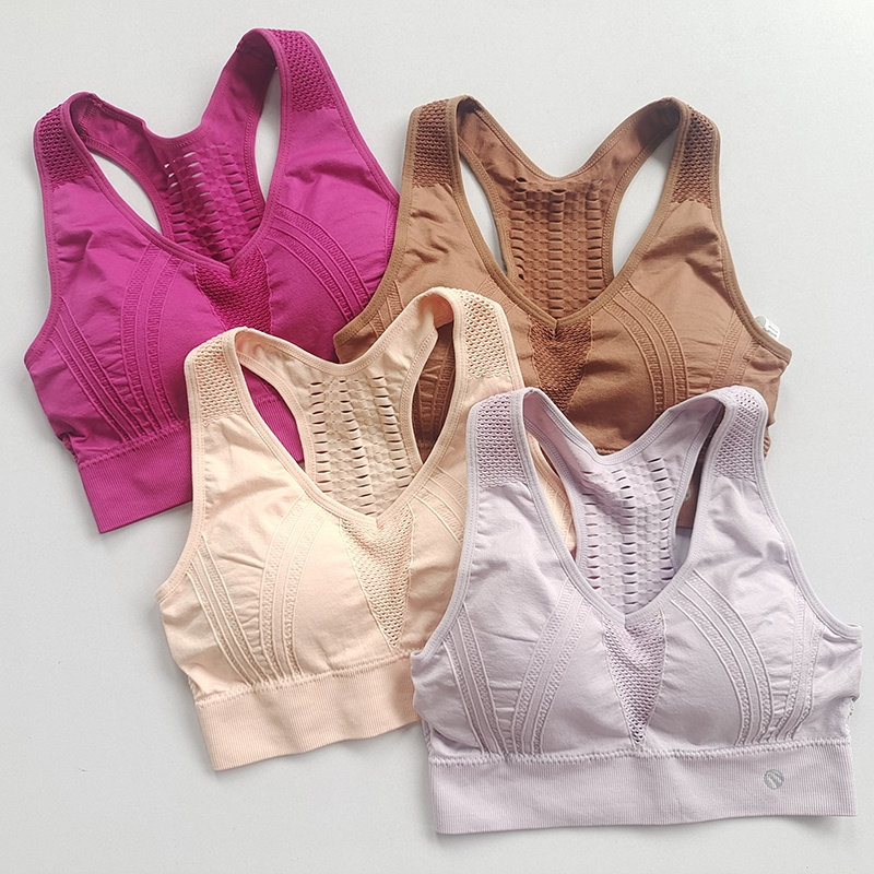 外贸单高强度女子运动速干聚拢内衣背心式镂空款透气吸汗防震文胸