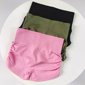 高弹力透气健身裤 欧美侧边褶皱三分裤 女提臀高腰无缝紧身运动短裤