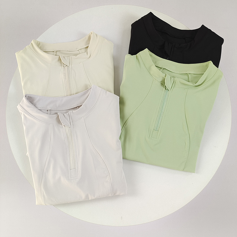 修身显瘦长袖半拉链速干瑜伽服女