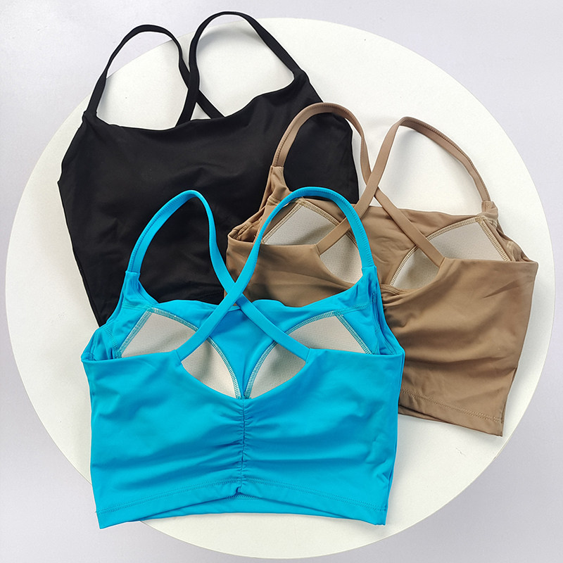 交叉美背防震运动文胸速干