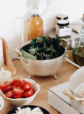 意大利进口 ottinetti 铝制复古沥水篮水果篮洗菜篮收纳面包篮