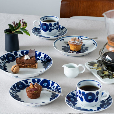 日本白山陶器bloom散花集花高级感餐具面碗深盘甜品碟马克杯