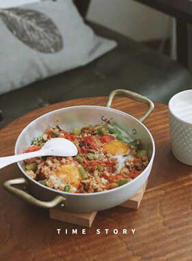 意大利进口 OTTINETTI西餐意面海鲜饭铜柄轻量铝锅平底锅烤盘烤锅