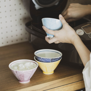 日本制AIYU日式条纹多色茶碗斗笠碗小碗饭碗