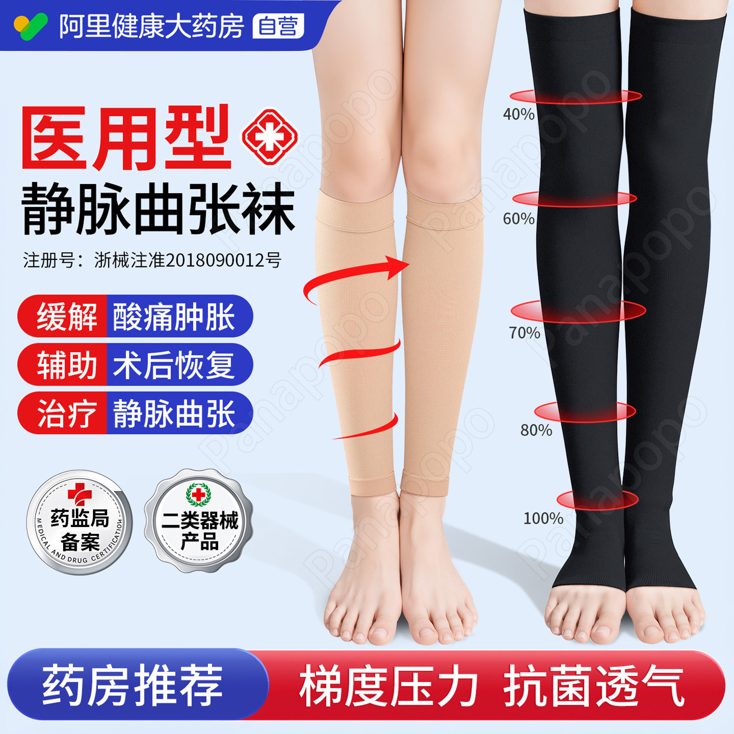 医用静脉曲张弹力袜女男医疗型官方旗舰店小腿压力袜防血栓医护款