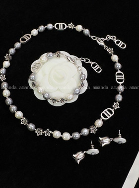 花朵做旧珍珠锁骨链项链女