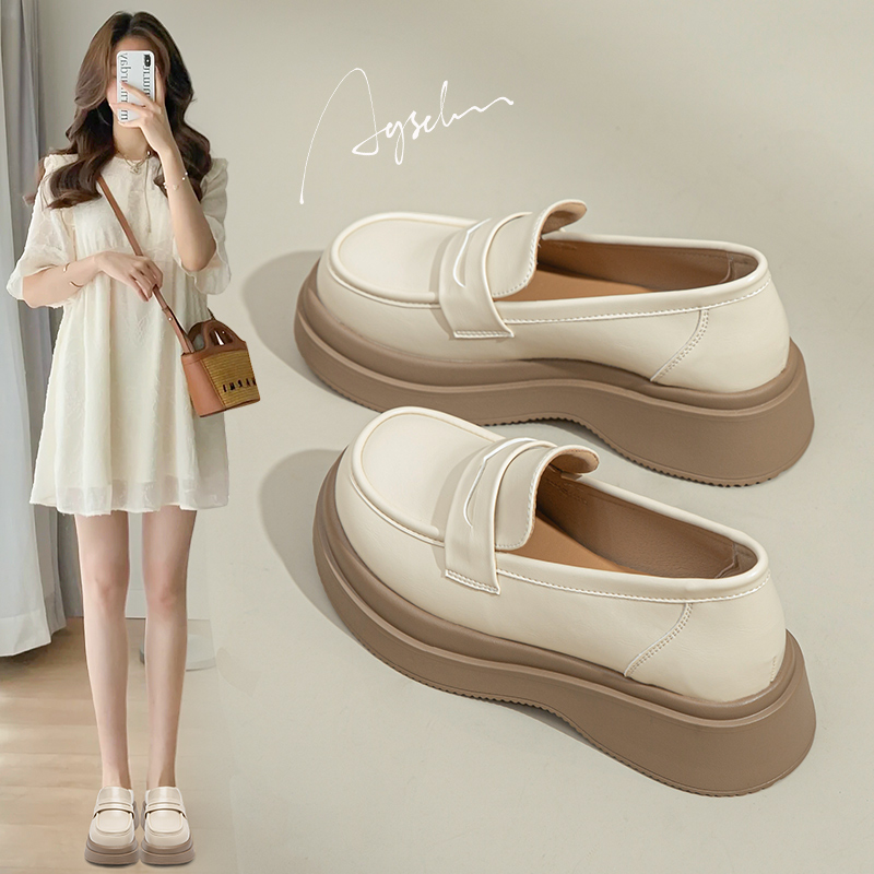 奥古狮登白色乐福鞋女2025冬加绒