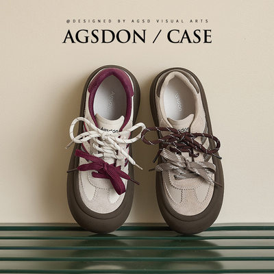 奥古狮登德训鞋女2024年新款秋季复古厚底运动休闲板鞋大头小白鞋