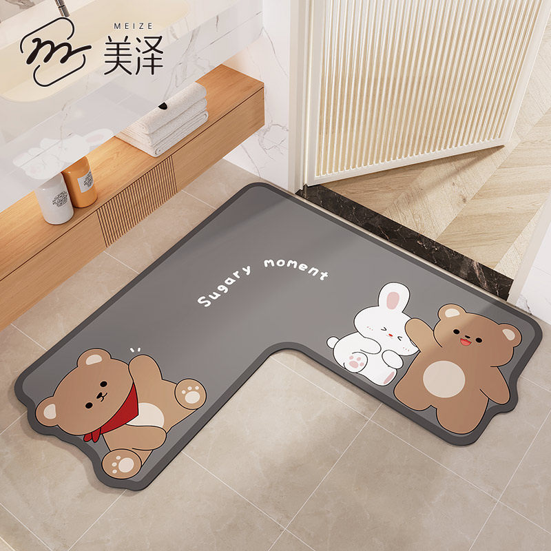 卫生间地垫高端浴室浴缸硅藻泥吸水垫厕所门口脚垫防水专用防滑垫
