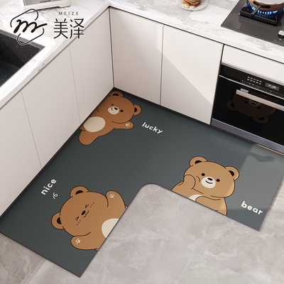 厨房专用地垫2025新款硅藻泥吸水垫l形防滑防油脚垫免洗可擦地毯