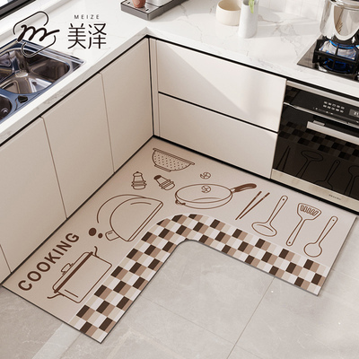 厨房地垫2025新款简约硅藻泥吸水垫免洗可擦防滑防油地毯防水脚垫