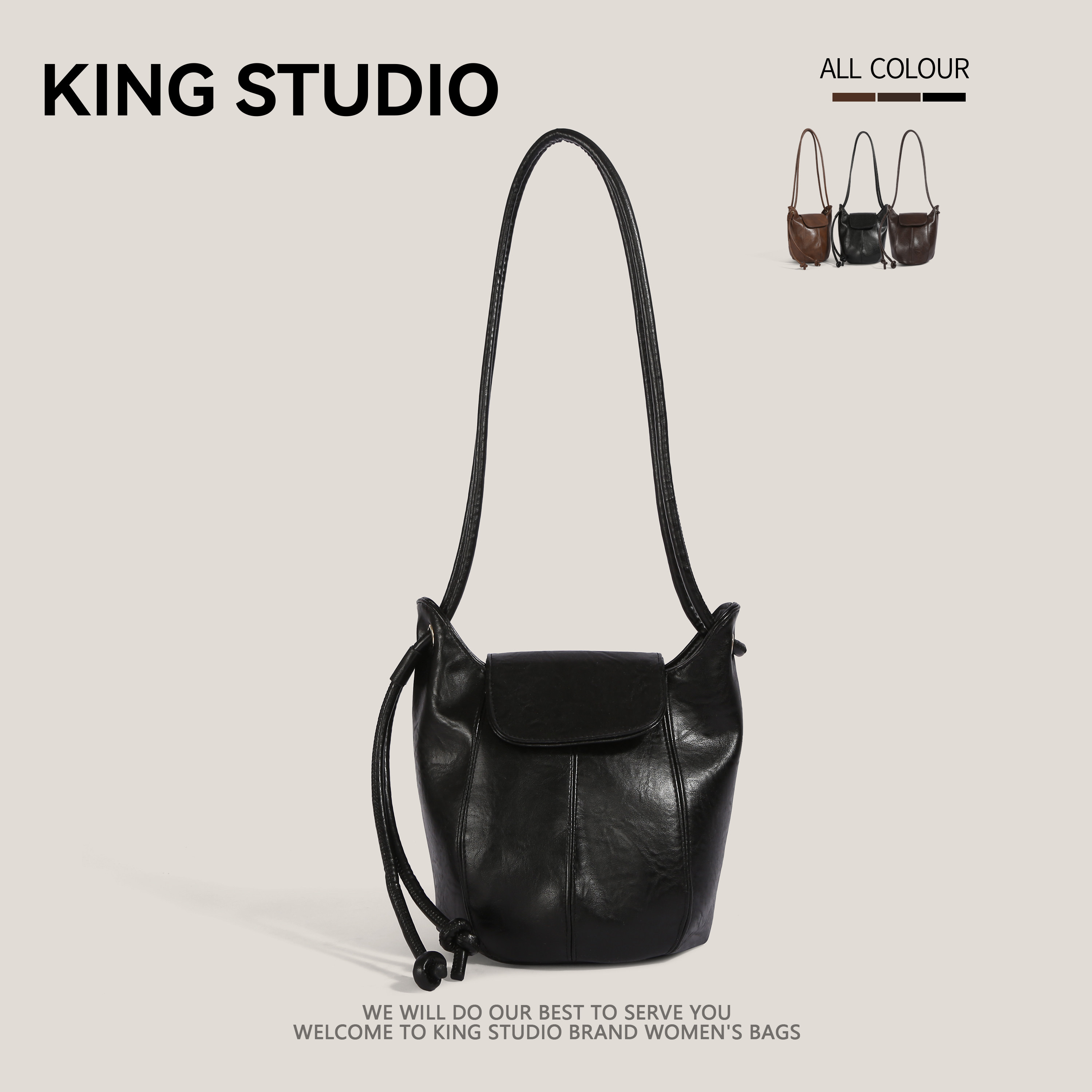 小众设计水桶包包女2026新款时尚复古高级质感百搭通勤单肩斜挎包