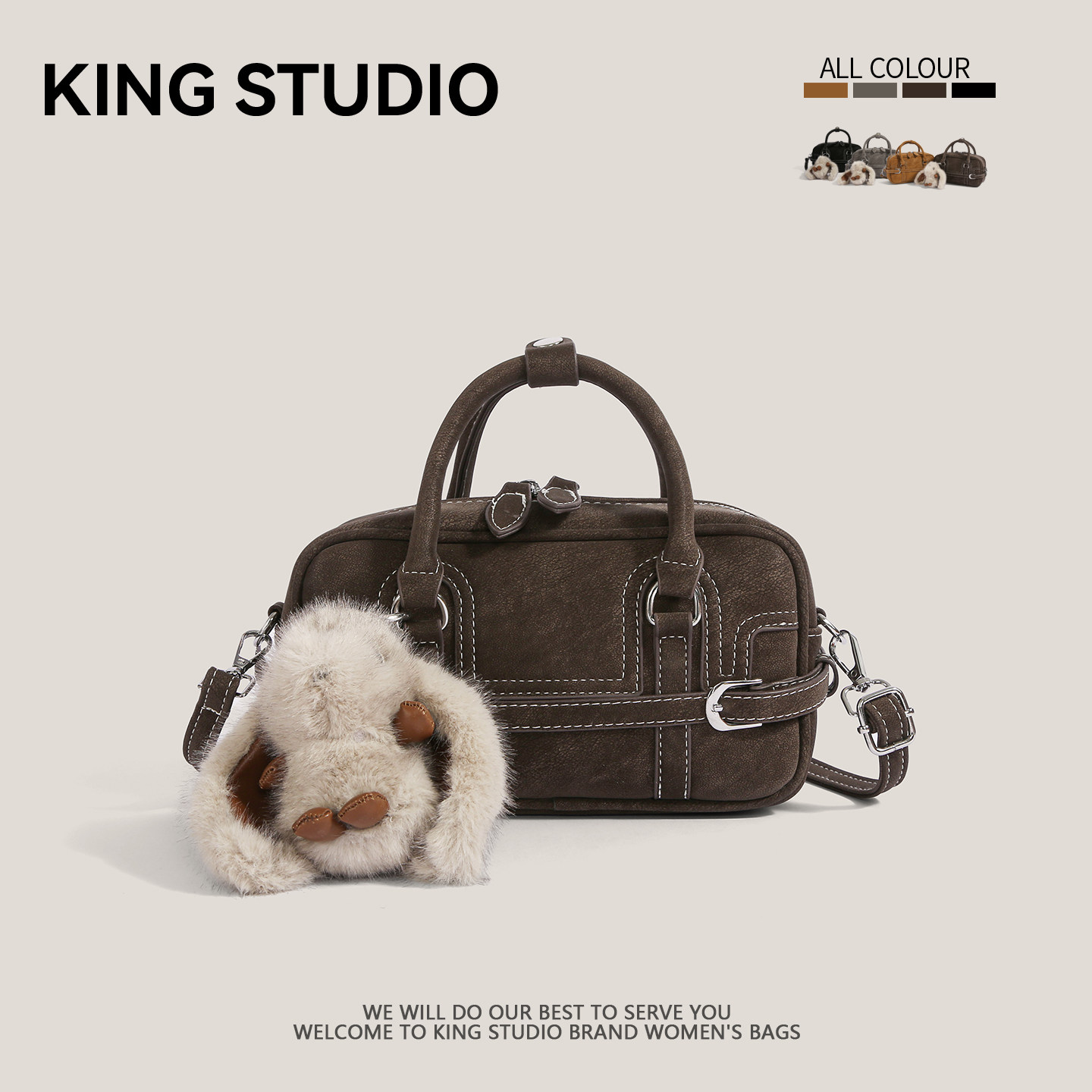 小众复古磨砂保龄球包女2026新款高级感枕头包时尚百搭单肩斜挎包