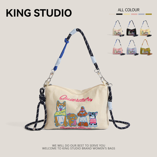 日本ball chain刺绣环保尼龙购物袋迷你手提袋女单肩斜挎包手机包