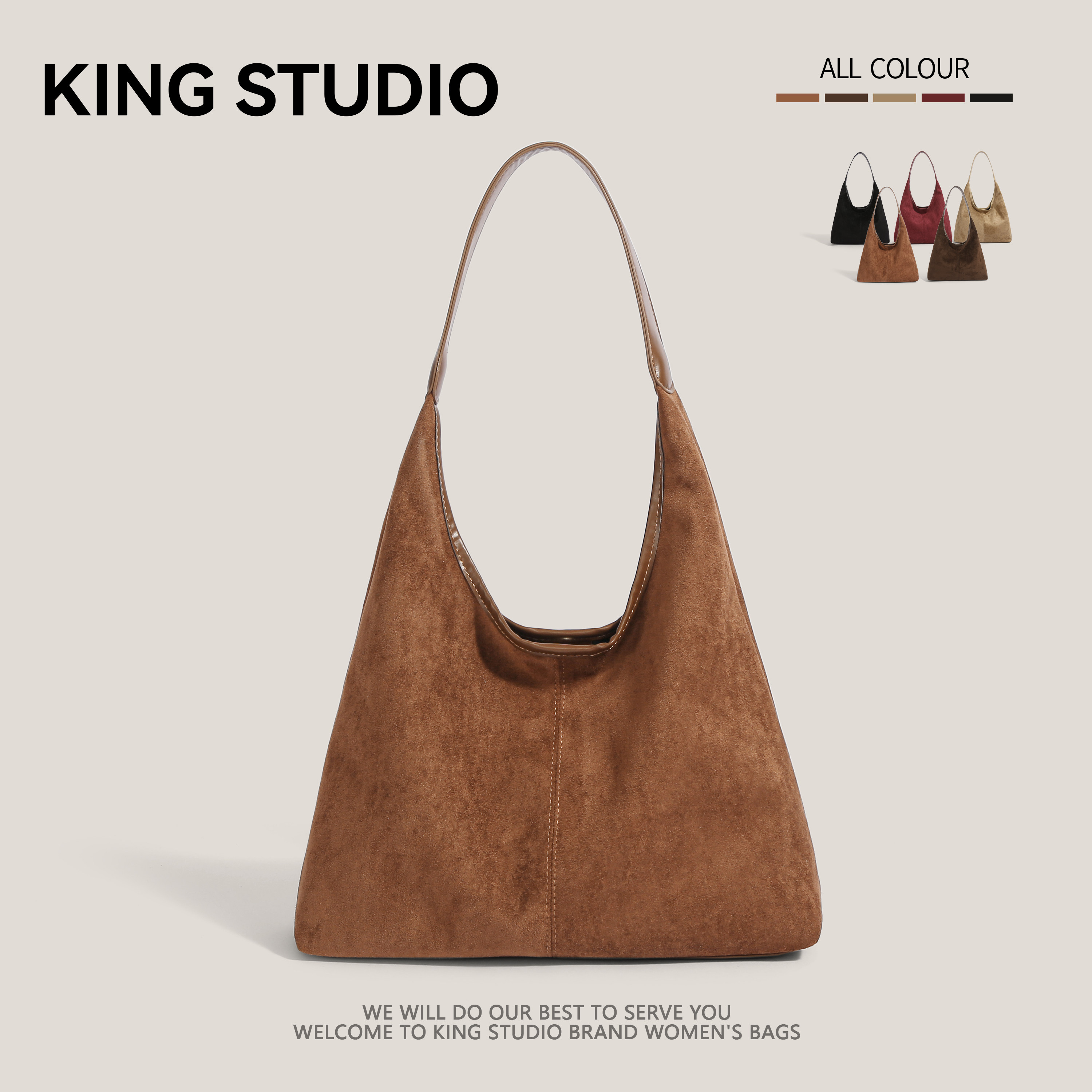 复古麂皮绒腋下包包女2025秋冬新款潮韩国托特包休闲大容量单肩包,箱包皮具/热销女包/男包,托特包,淘宝优惠券,粉丝福利购,淘宝优惠卷