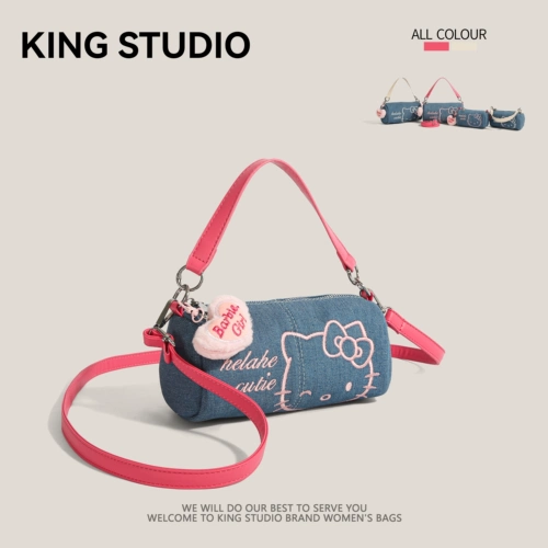 Hello Kitty, hello kitty, сумка через плечо, джинсовая портативная сумка на одно плечо