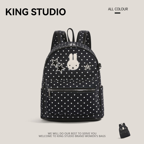 波点米菲兔双肩包女百搭通勤背包