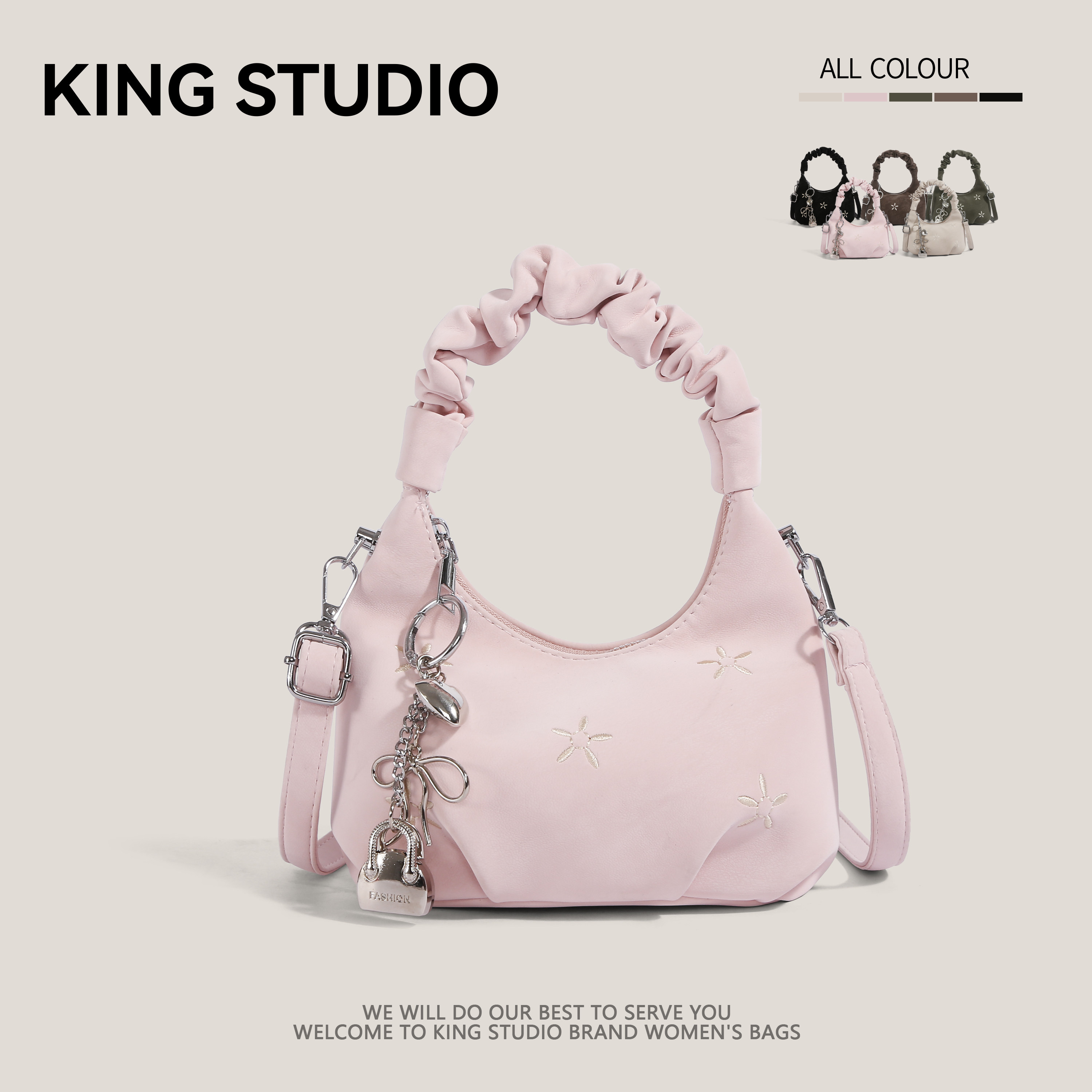 小众设计褶皱云朵包女2026新款可爱少女链条手提包百搭单肩斜挎包