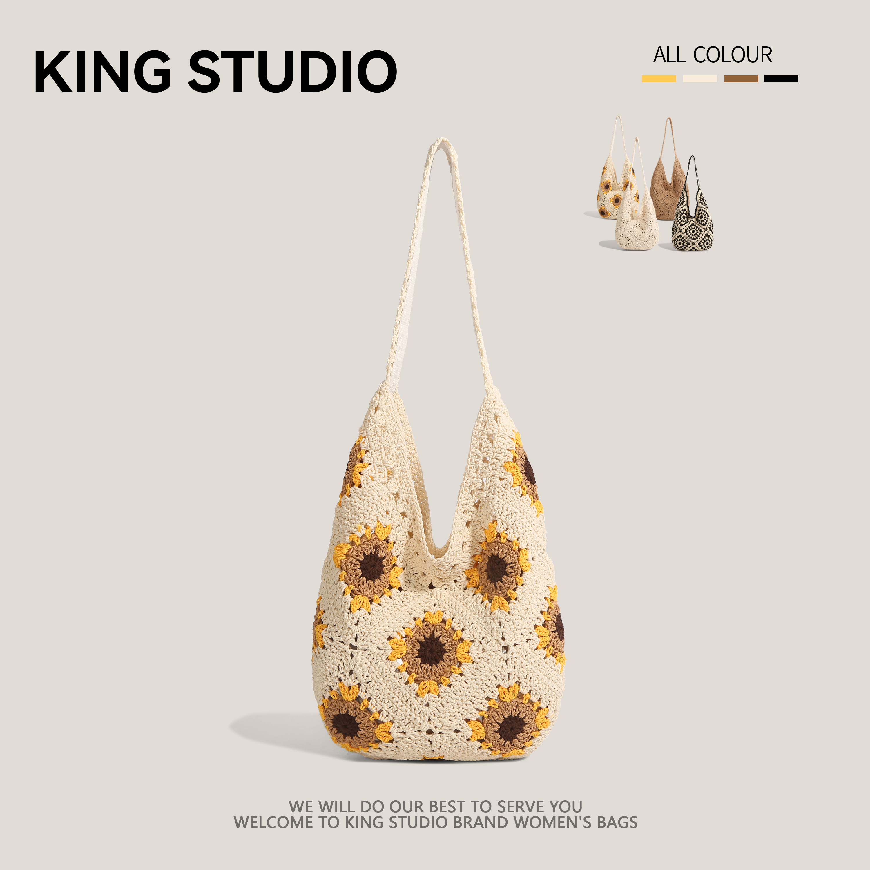 文艺森系手工编织包包休闲大容量单肩腋下包海边度假沙滩包钩织包