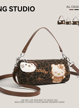 可爱hellokitty包包女2025新款复古小众豹纹单肩斜挎包迷你手机包