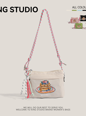 日本ball chain环保购物袋刺绣尼龙包迷你手提袋手机包单肩斜挎包