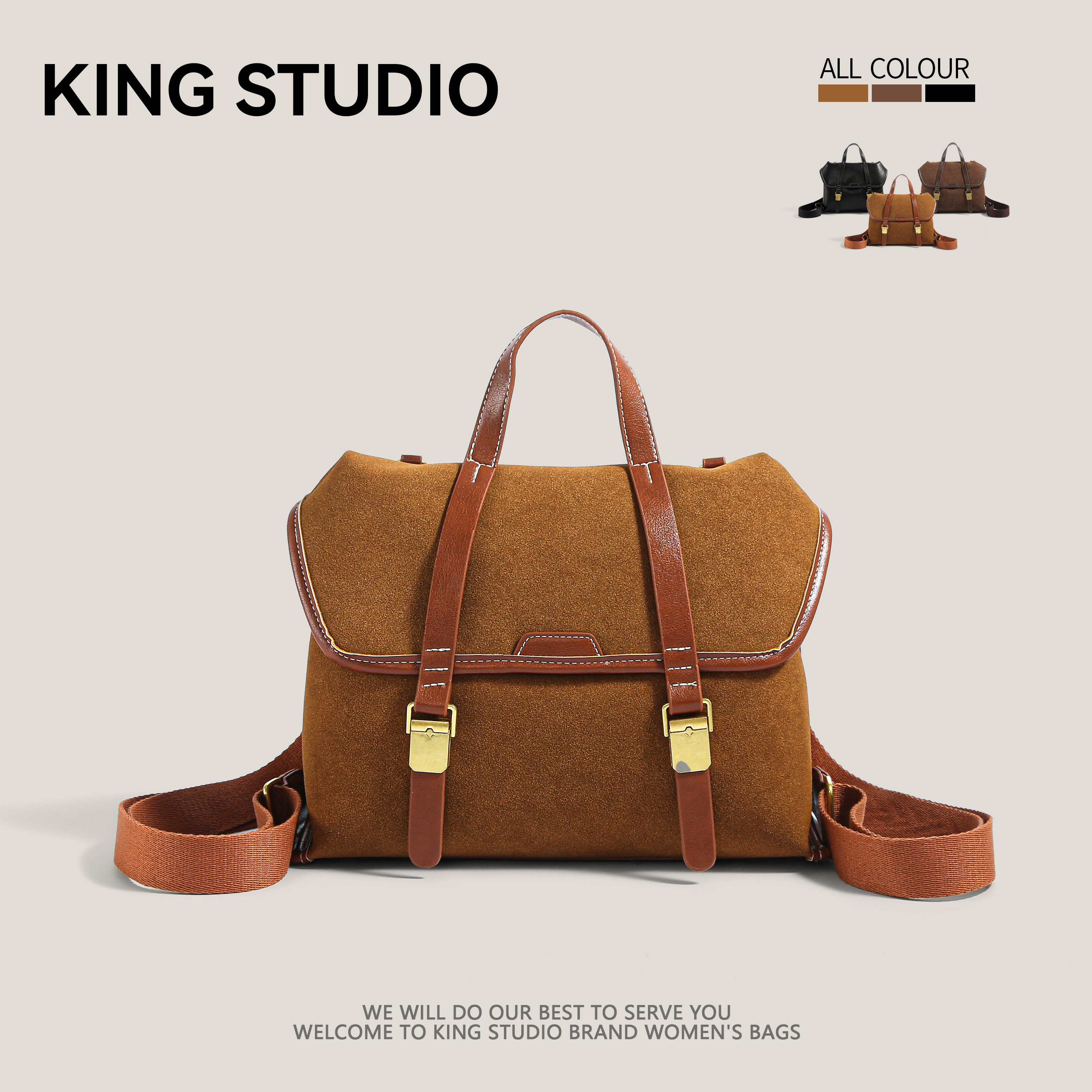 韩国小众双肩包女2025秋冬新款潮磨砂复古手提公文包大容量托特包