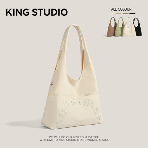 大容量字母帆布包时尚单肩腋下包