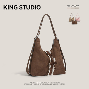 大容量麂皮绒托特包女2025新款潮时尚复古百搭双肩包通勤单肩背包