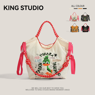 chain小众刺绣环保袋尼龙布包手提购物袋上班通勤托特包 日本ball