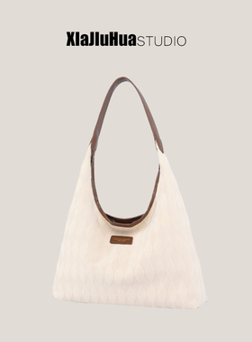 下酒话DrinKing包包女2025新款潮帆布菱格单肩托特包大容量腋下包