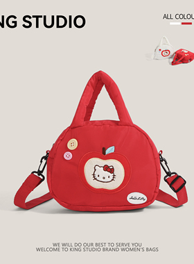 可爱苹果HelloKitty手提包女2026新款卡通凯蒂猫单肩斜挎包收纳包