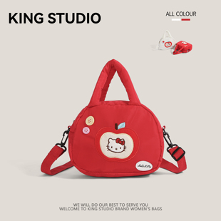 可爱苹果HelloKitty手提包女2025新款 卡通凯蒂猫单肩斜挎包收纳包