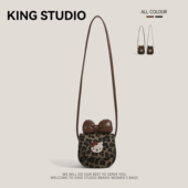 可爱hellokitty豹纹包包女2025新款 卡通凯蒂猫百搭迷你单肩斜挎包